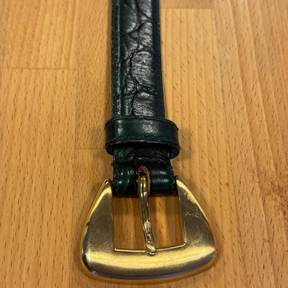 Vintage Anne Green - Green Leather Belt with Gold Buckle - Picture 5 of 6